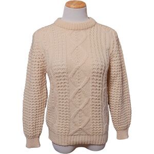 Gaeltarra Vintage Handloomed Aran 100% Pure New Wool Sweater Small (34)